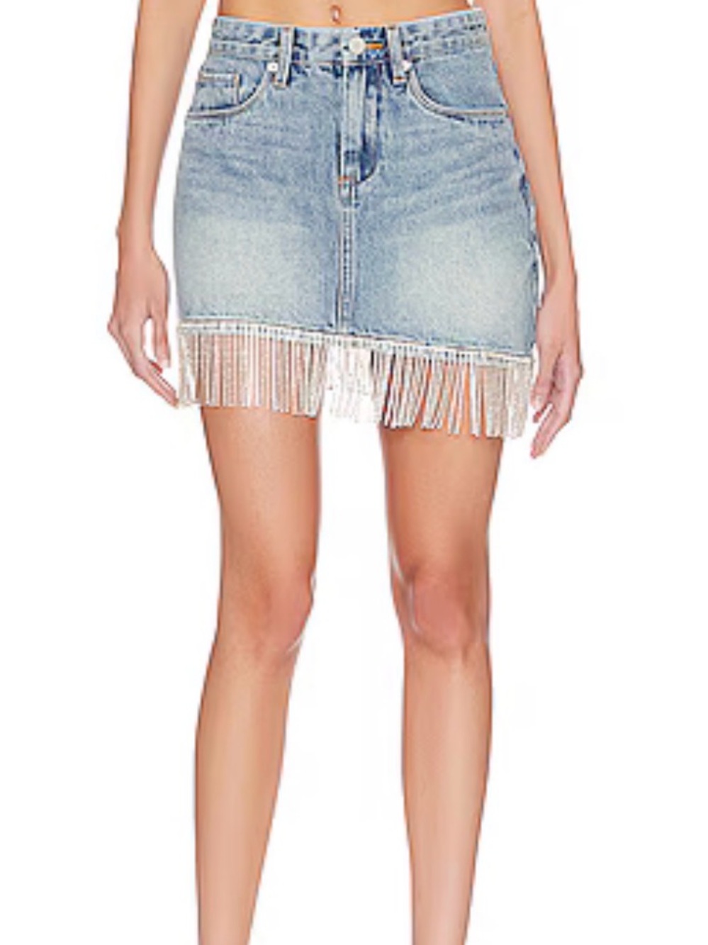 REVOLVE BLANKNYC  Denim Mini Skirt with Fringe Hem